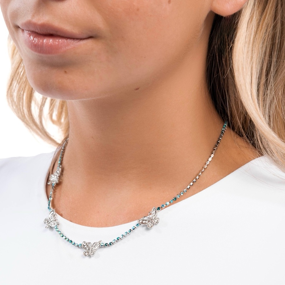 Silver and Blue Butterfly Necklace